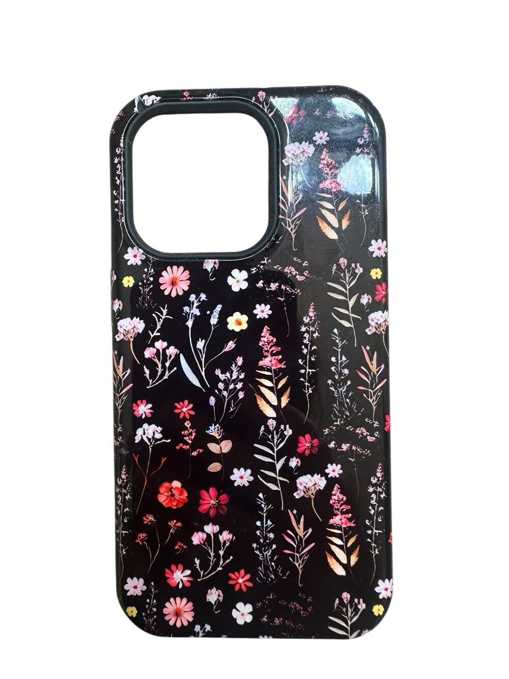 Iphone 14 Pro Black Wildflower Hard Case